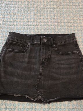 Express Black Washed Denim Skirt